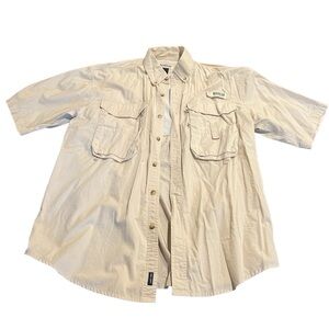 Magellan Sportswear Men’s Tan Short Sleeve Vented Fishing Shirt Size Large